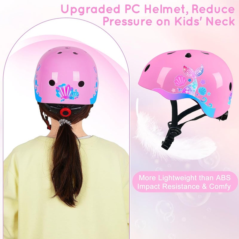 FIODAY Toddler Bike Helmet Kids Helmet Knee Pads and Elbow Pads Set Adjustable Protective Gear Set with DIY Stickers for Girls Age 3-5-8 Years - Image 4